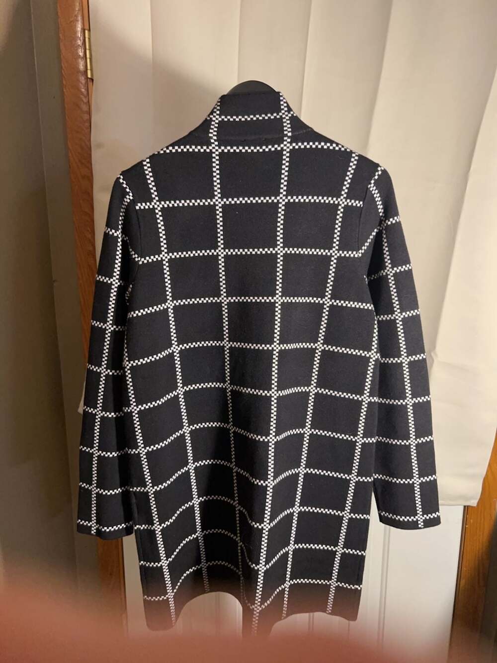 Anne Klein Black and White Grid Pattern Knit Cardigan Jacket Size S - Picture 4 of 4